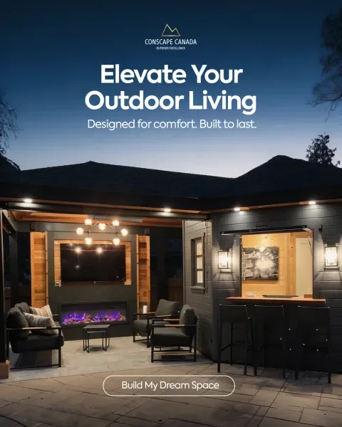 Backyard patio poster titled Elevate your outdoor living